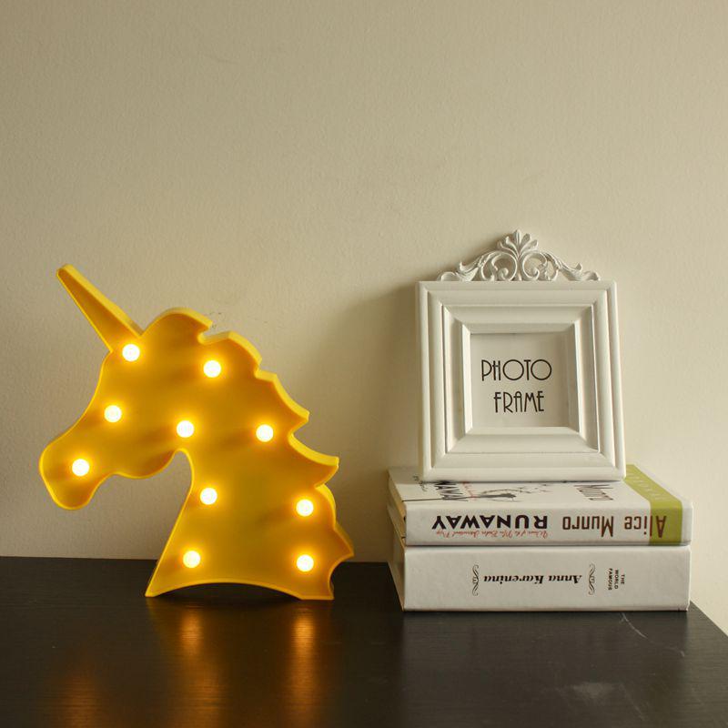 

Голова Единорога Милый Светодиодный Буквенный Настольный Светильник Ночник Детские Подарки Свет Комната жёлтый