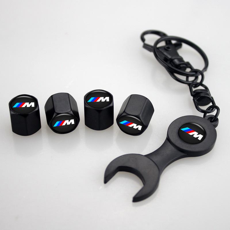 Car Wheel Tire Air Valve Caps Stem Covers With Wrench Keychain For BMW M Performance F20 F40 F22 F30 E90 F32 F06 F07 F46 E60 M5 Nlcr46
