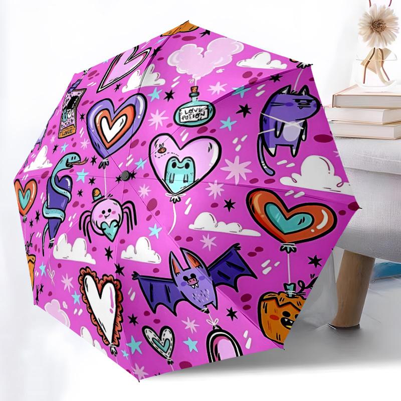 

1pc Love Potion Automatic Folding Umbrella - 8-Rib Automatic Open/Close, Large Canopy Birthday Festival Gift yy251217103