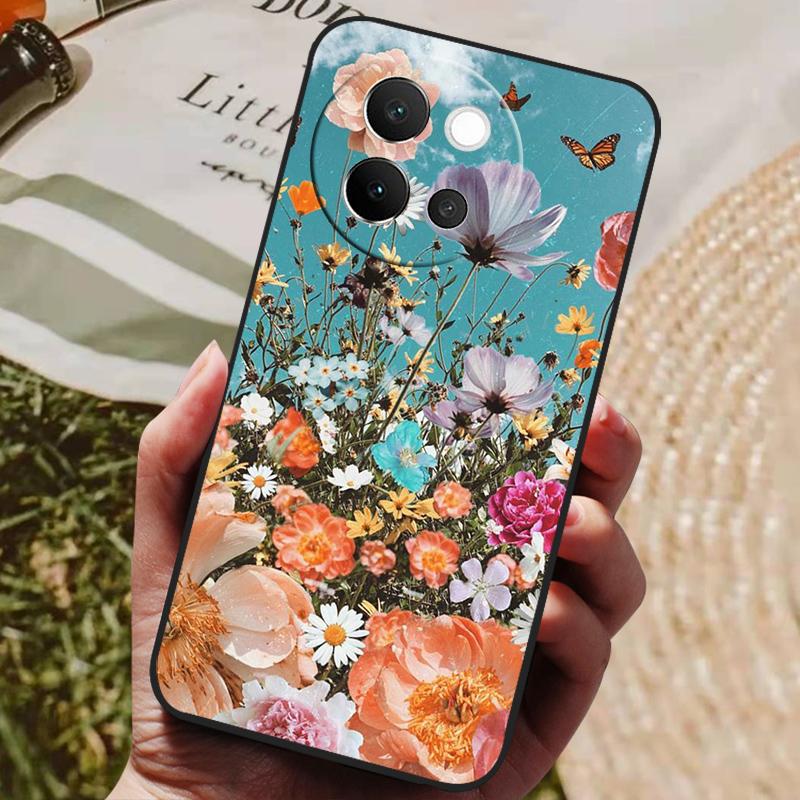 For VIVO V40 Lite 5G Case Soft Silicone Cover Black Bumper TPU For Vivo V40 Lite 5G Phone Cases V40Lite Shockproof Back Covers