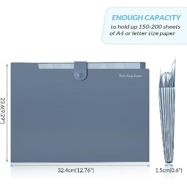 SKYDUE Expanding File Organizer with 8 Pockets, Accordion File Folders with Labels, Portable Document Paper Bill Receipt Organizer, Home College