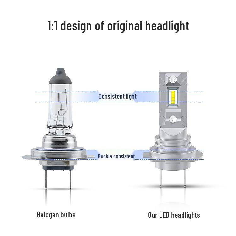 Plug-and-Play Mini LED H7 Car Headlight Bulb - High-Brightness Stepless Design