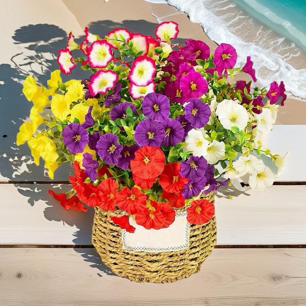 Τεχνητά Κρεμαστά Λουλούδια Μεγάλο Λουλούδι Πρωινή Δόξα Ανθεκτικά στην Υπεριώδη Ακτινοβολία Εξωτερικά Κρεμαστά Φυτά Διακόσμηση Μπαλκονιού Αυλής Κήπου Γάμος