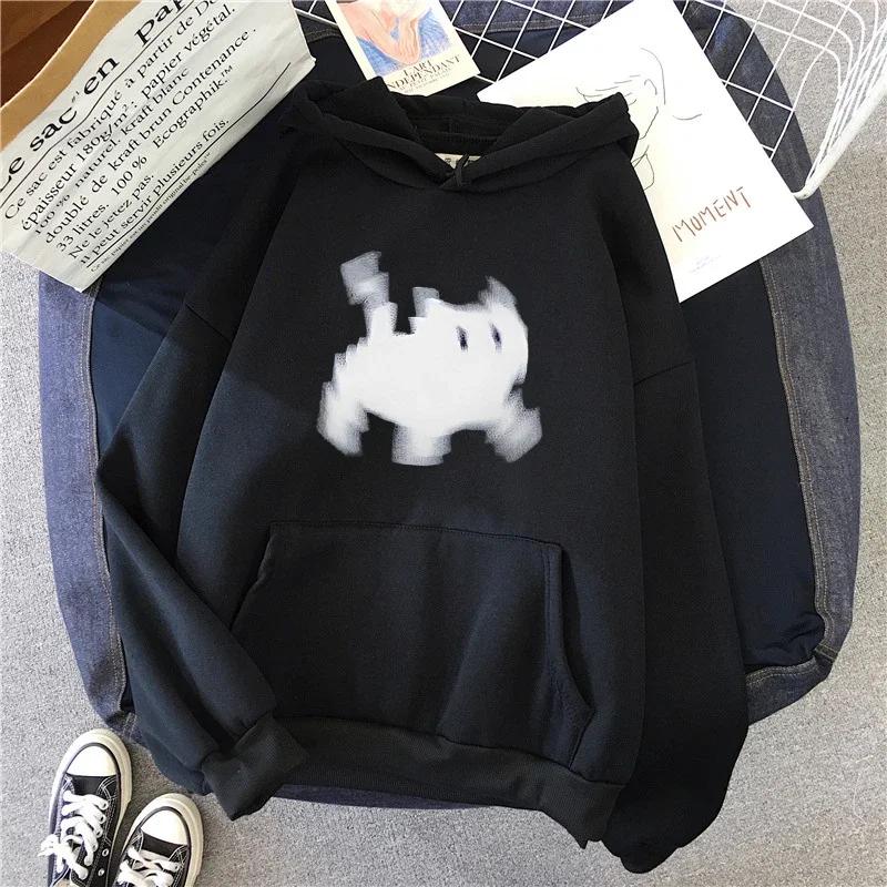 Pixel Cat Print Hoodie for Woman High Quality Hooded Long Sleeve Sweatshirt fall winter Girls Daily Casual Sporty Loose Pullover
