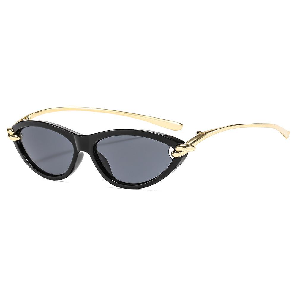 New Retro Cat Eye Gradient Sunglasses Women Men UV400 Metal Frame Trendy Personality Brand Knot Design