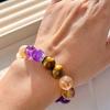 Retro Natürliche Honigmilch Abdeckung Citrin Amethyst Tigerauge Armband Basis Pendlerarmband