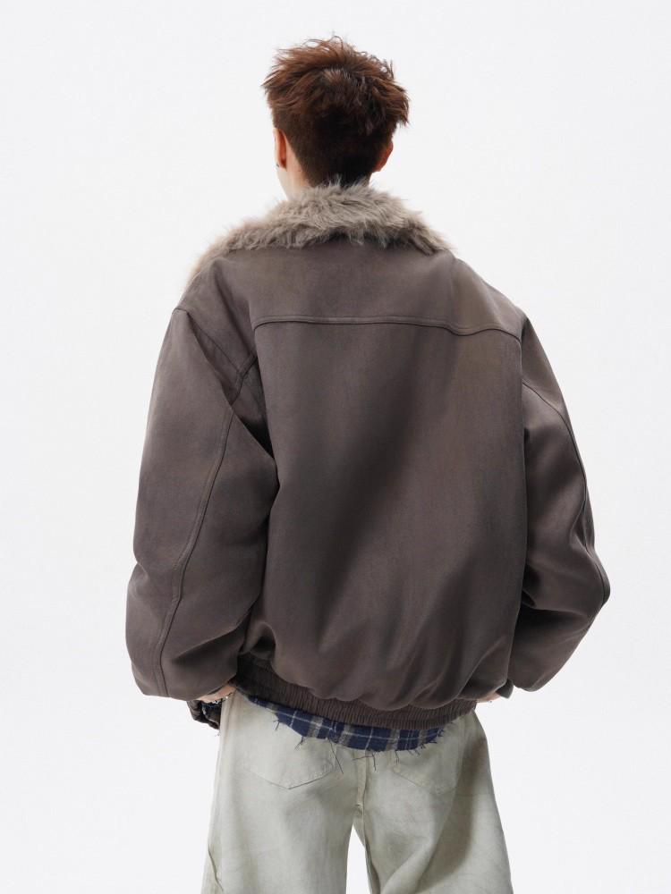 Herren Winter Schnee-Adler Pelzkragen Jacke - Dekonstruiertes Design, Hochwertiger Stehkragen, Warme Baumwolle