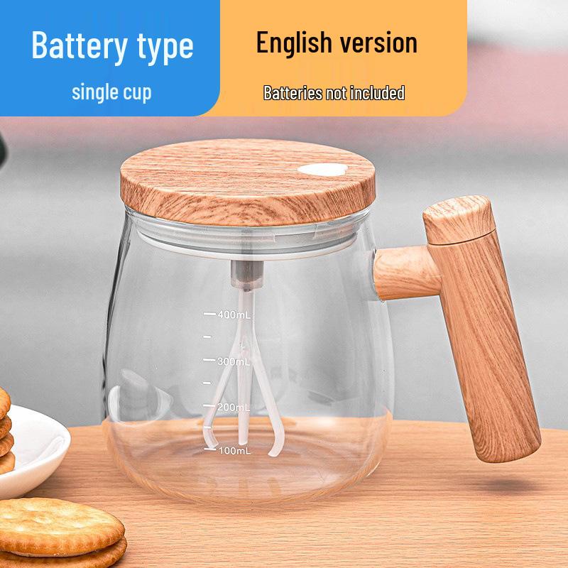 Tazza in Vetro con Mescolatore Automatico e Coperchio per Caffè, Latte e Latte di Soia