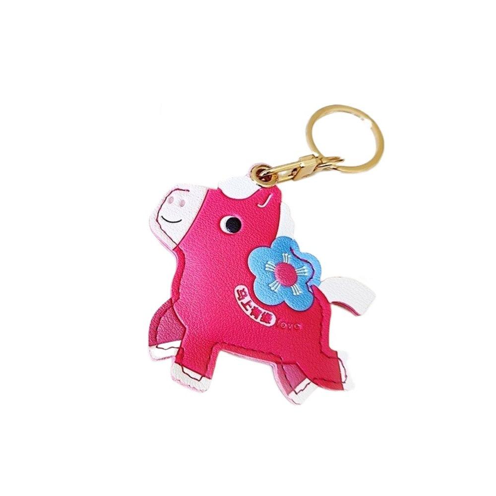 

Cartoon Horse Pendant Leather Horse Car Keychain Unique Zodiac Pony Bag Hanging Birthday Gift