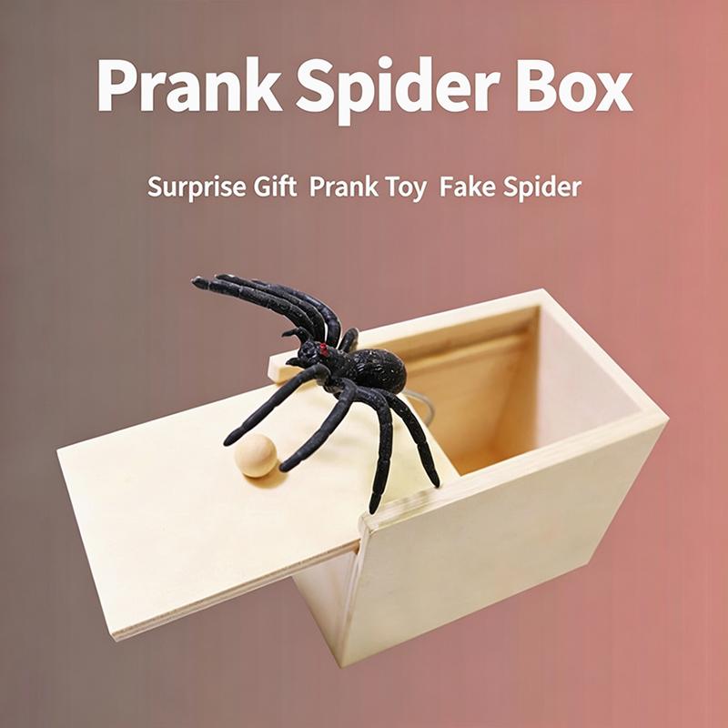 Caixa de susto engraçada de aranha de truque Caixa escondida de madeira Caixa de susto de madeira de qualidade Jogo divertido Brincadeira Truque Amigo Brinquedos de escritório
