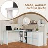 Corner Table, Tabletop 360 Swivel - Can Be Set Up L-shaped or Straight, MDF, Tabletop and Legs Reinforced 4 cm, 4 Compartments, 4 Drawers, White, Desk