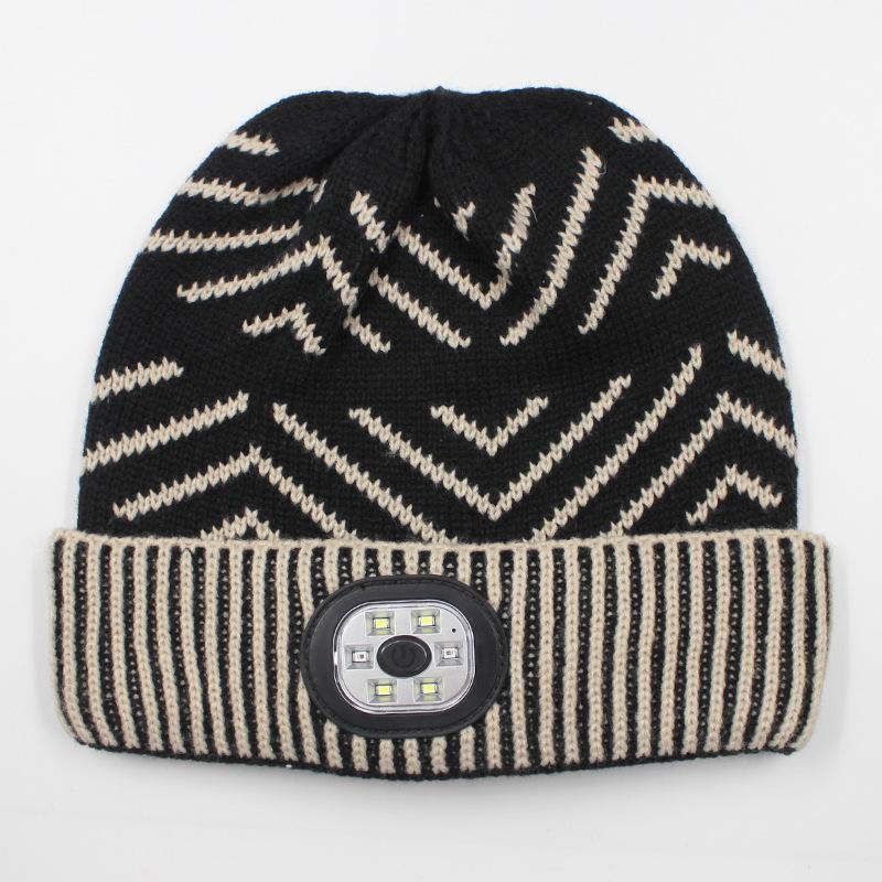 Rechargeable LED Light Beanie - Glow-in-the-Dark Winter Hat for Night Running Outdoors