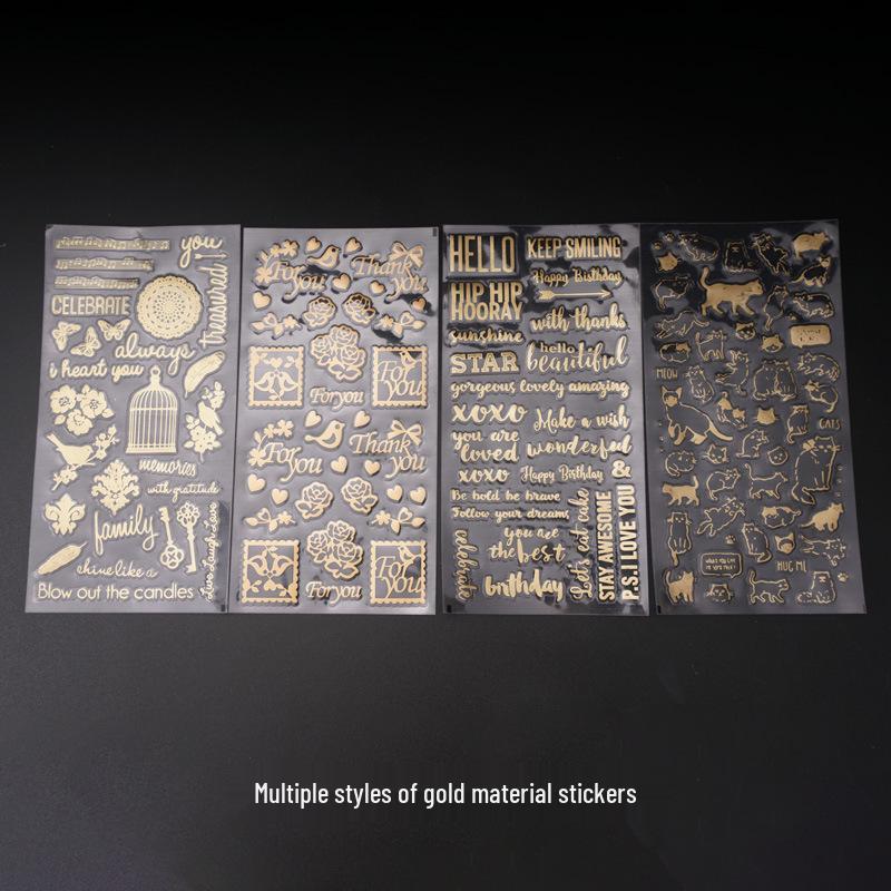 

Poppy Gold Crystal Resin Transparent Self-Adhesive Sticker for Tabletop Decoration Various Cat Gold Material