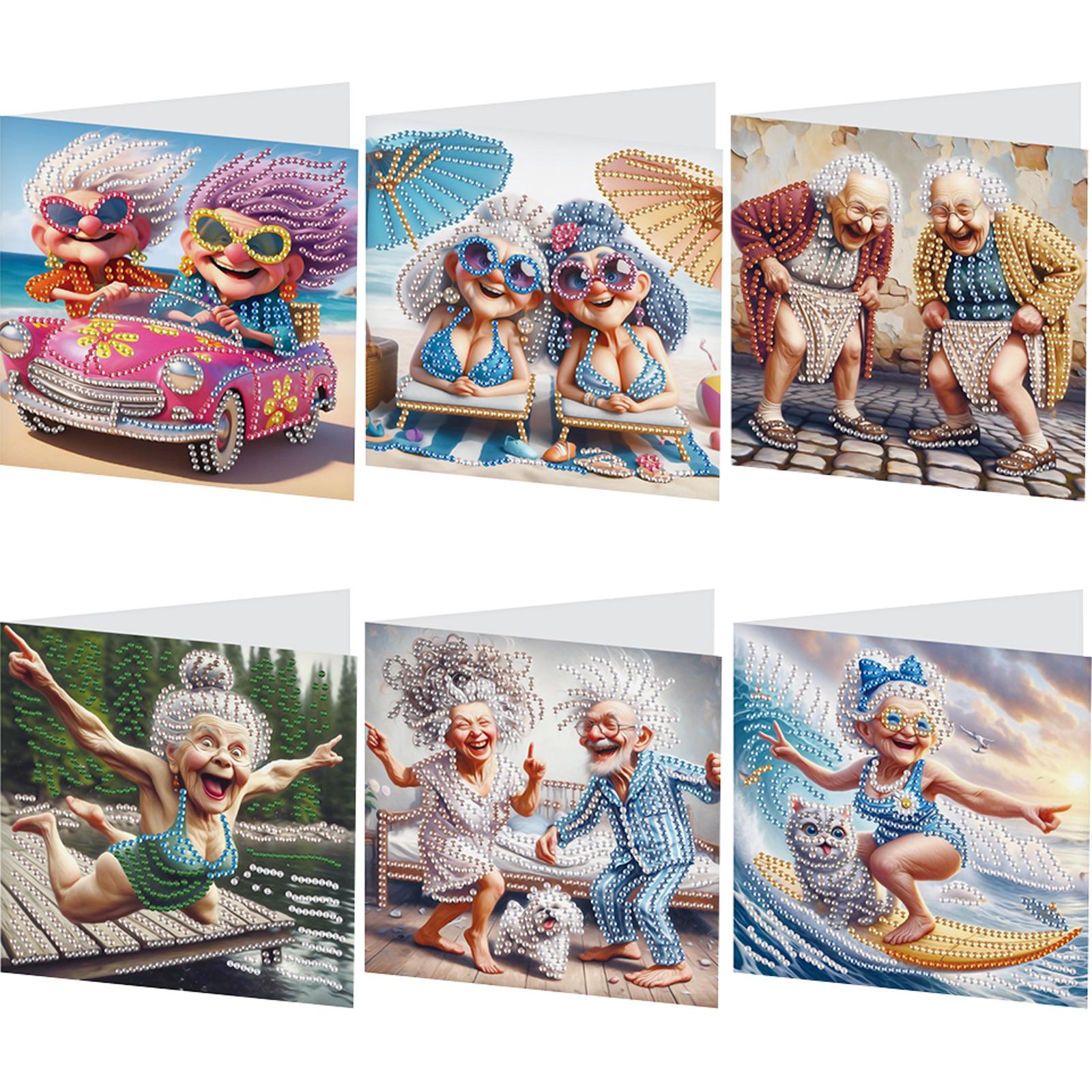 

6PCS DIY Diamond Painting Greeting Card Set Rhinestone Diamond Art Mosaic Postcards Thank You Cards and Holiday Blessings