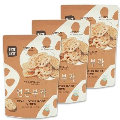 Tigak Taegk Real Lotus Root Chips Bugak Chip Korean Food Snack 60g X 3P
