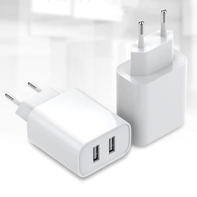 USB Mains Charger - Universal - 2 Ports - LED - Fast Charger - White