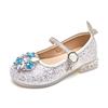 Girls' Rhinestone Princess Heels - 2025 Autumn Collection: Comfortable Soft Sole Shoes with Flower Crystal Design