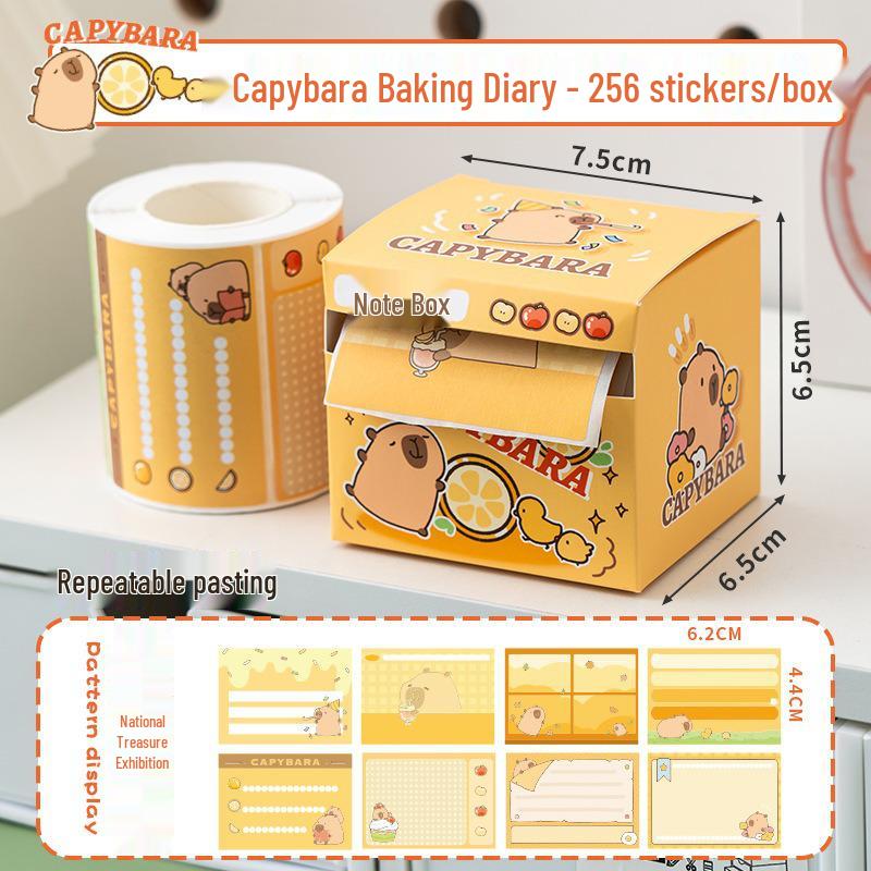 

Мультяшные стикеры и закладки с капибарой - Милый блокнот для заметок для студентов 256 sheets/box