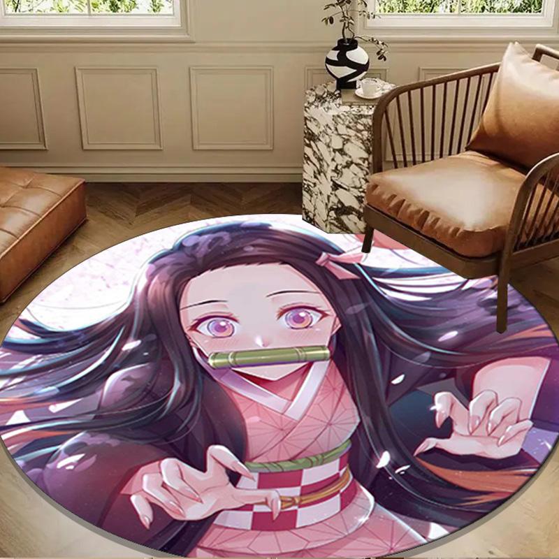 Brave Demon Warrior's Journey Round mat, Anti-slip Circle Carpet Chair rug For livingroom,Bedroom, doormat home decor Gift Christmas Gifts