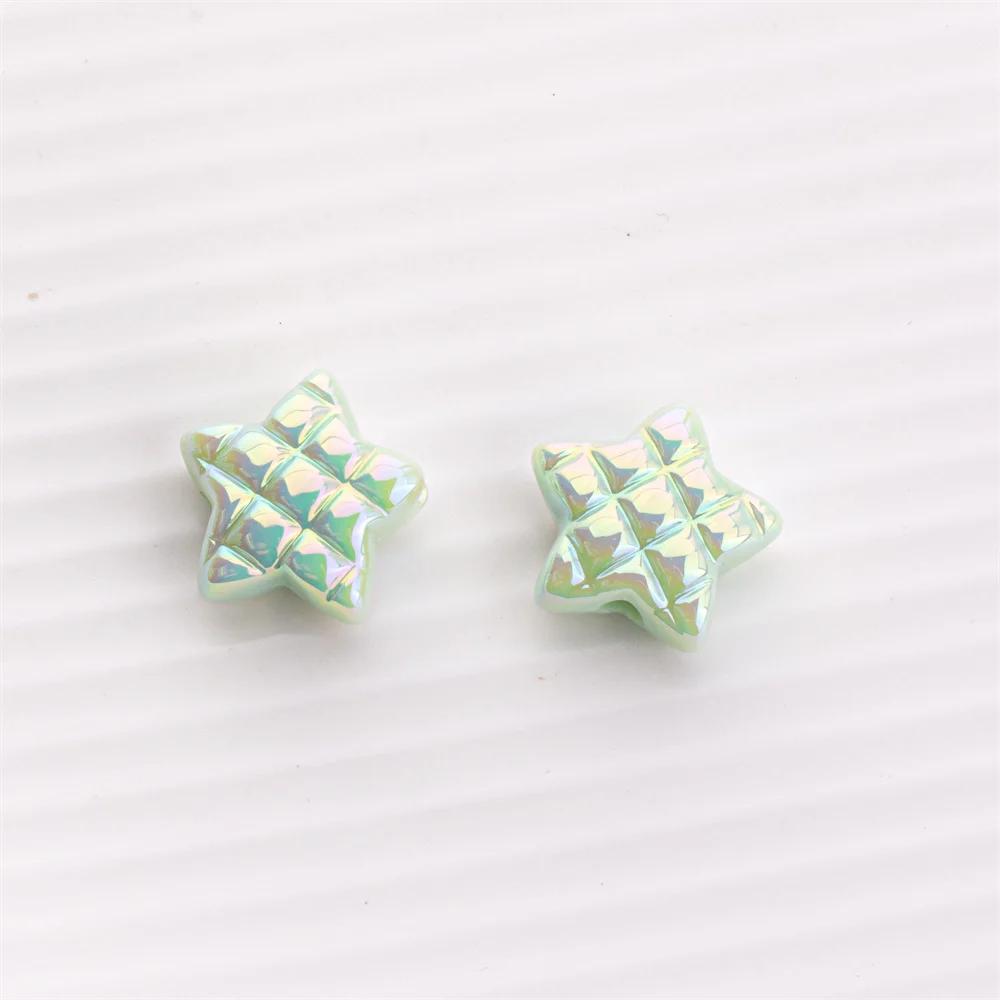 TX07 5Pcs Candy Waffle Pentagram Rhombus Love Pineapple Acrylic Charm Bead Handmade Straight Hole DIY Accessories Trend Bracelet