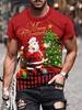 Christmas Men's T-Shirts Cute Santa Claus Print Summer Men Short Sleeve Tee Loose Y2k O-Neck Top Holiday Casual Men's Clothing