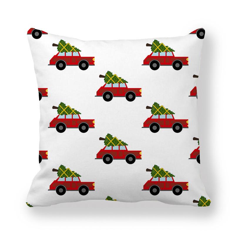 Creative And Unique Christmas Deer Digital Printing Short Plush Pillow Covers For Car Sofa Office Cushion Cover Home Goods