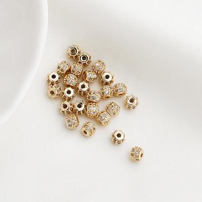 Cuentas Espaciadoras Mini de Zirconia Rellenas de Oro de 14K para Pulseras y Collares, 4 mm, Accesorios de Joyería DIY