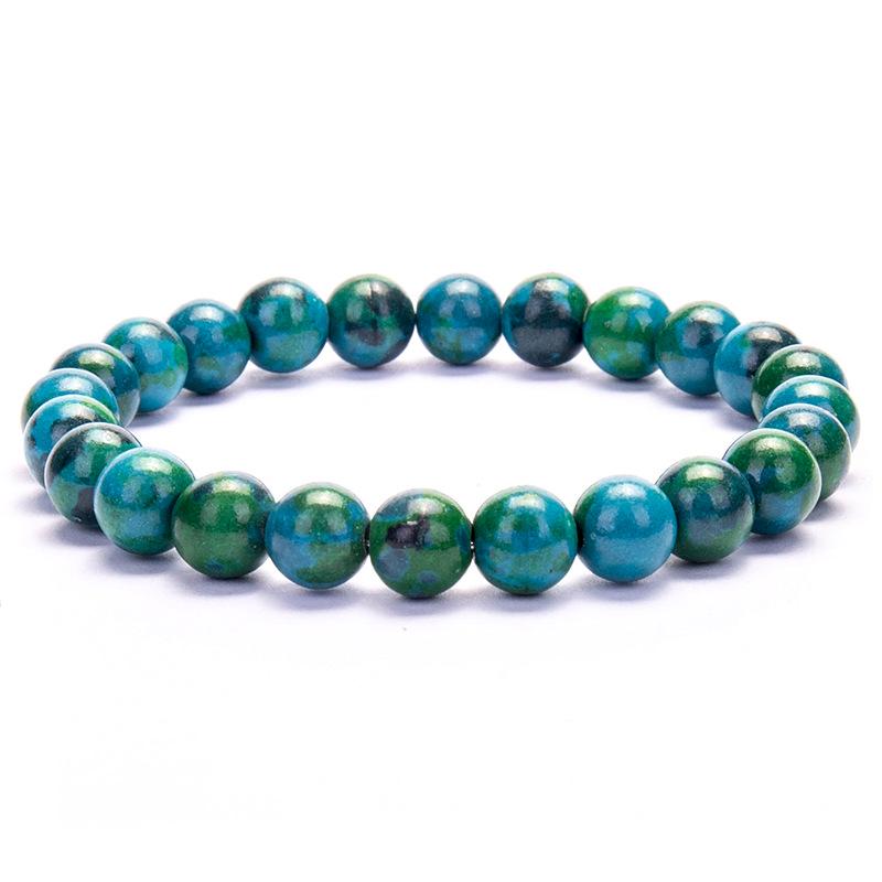 New European & American Style Cross Bracelet, 8MM Natural Stone Beaded Fashion Accessory