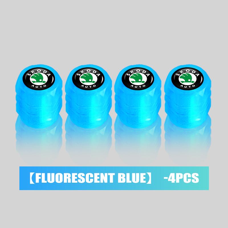 For Skoda Car Tire Valve Cap Luminous Valve Core Cover Kamiq Karoq Octavia 2 3 Rapid Scala Kami Fabia VII VRS Xknp33