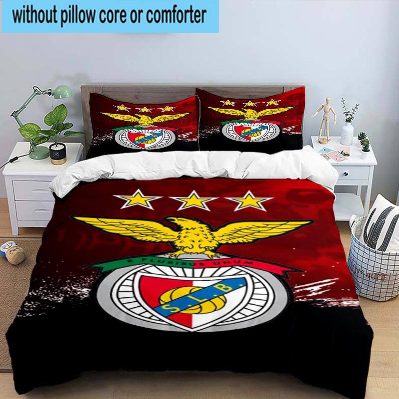 Set Biancheria da Letto Stampato 3 Pezzi Club di Calcio Benfica Chiusura Copripiumino Include 1 Copripiumino & 2 Federe Set Biancheria da Letto Decorazioni per la Casa Regali