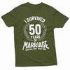 I Survived 50 Years of Marriage Letters Printed Tshirt Tops Commemorate Style Crewneck Tee Streetwear Woman Man Cotton Tshirt