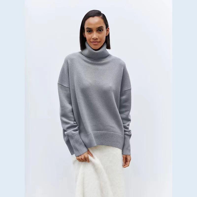 Soft High Neck Sweater Women Warm Thick Alpaca Blend Pullover Casual Daily Wear