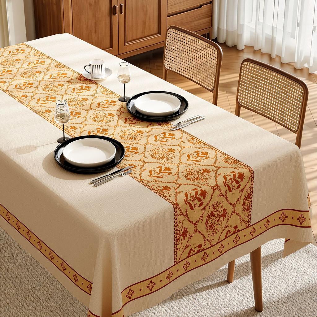 Affordable Luxury Tablecloth: Waterproof, Oil-Resistant, and Wash-Free Dining Tablecloth; Rustic Vintage Coffee Tablecloth