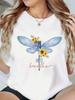 (Asian Size) Print Fashion Female Tee Top Women Clothing T Shirt sweet butterfly style trend Woman Short Sleeve Graphic T-shirts