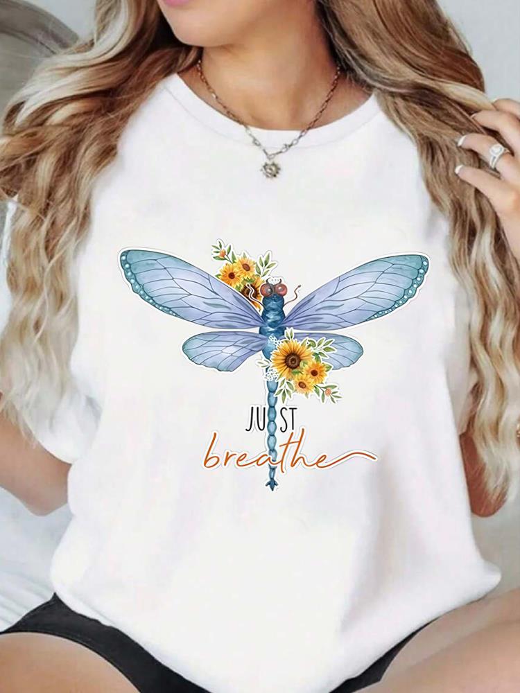 (Asian Size) Print Fashion Female Tee Top Women Clothing T Shirt sweet butterfly style trend Woman Short Sleeve Graphic T-shirts