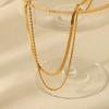 45/2000  Women's Multi-layer Titanium Steel Necklace, Fashionable Commuter Versatile Stainless Steel Snake Chain Blade Chain