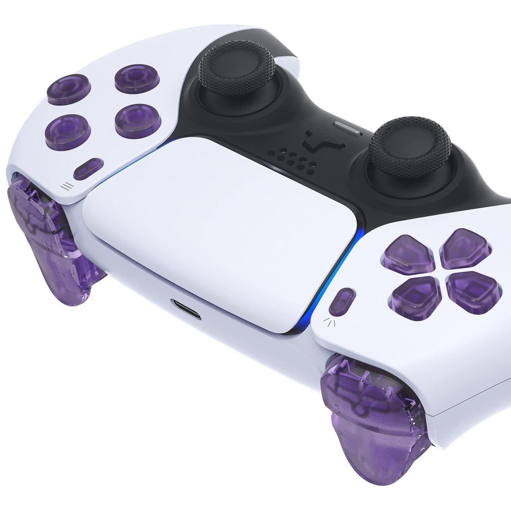 eXtremeRate Replacement for PS5 Controller Share Optional Face Clear Full Button Set for PlayStation 5 Controller Controller Not Included D-Pad