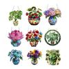 Colorful Acrylic Potted Plant Hanging Sign For Outdoor Lawn Party Decorations Weather Resistant Design Window Ornament