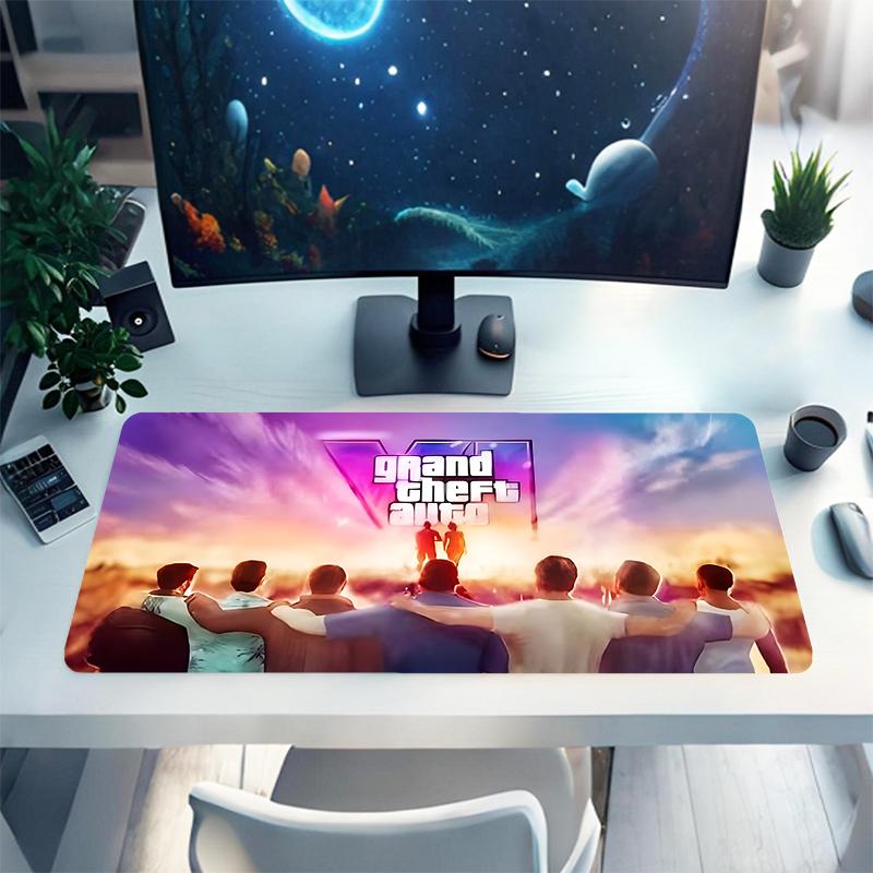 1Pc Gta V Online Adventure Gaming Mouse Pad Keyboard Desk Mat Non-slip Rubber Lock Edge Waterproof Computer Mousepad for Office Home Decor K1941