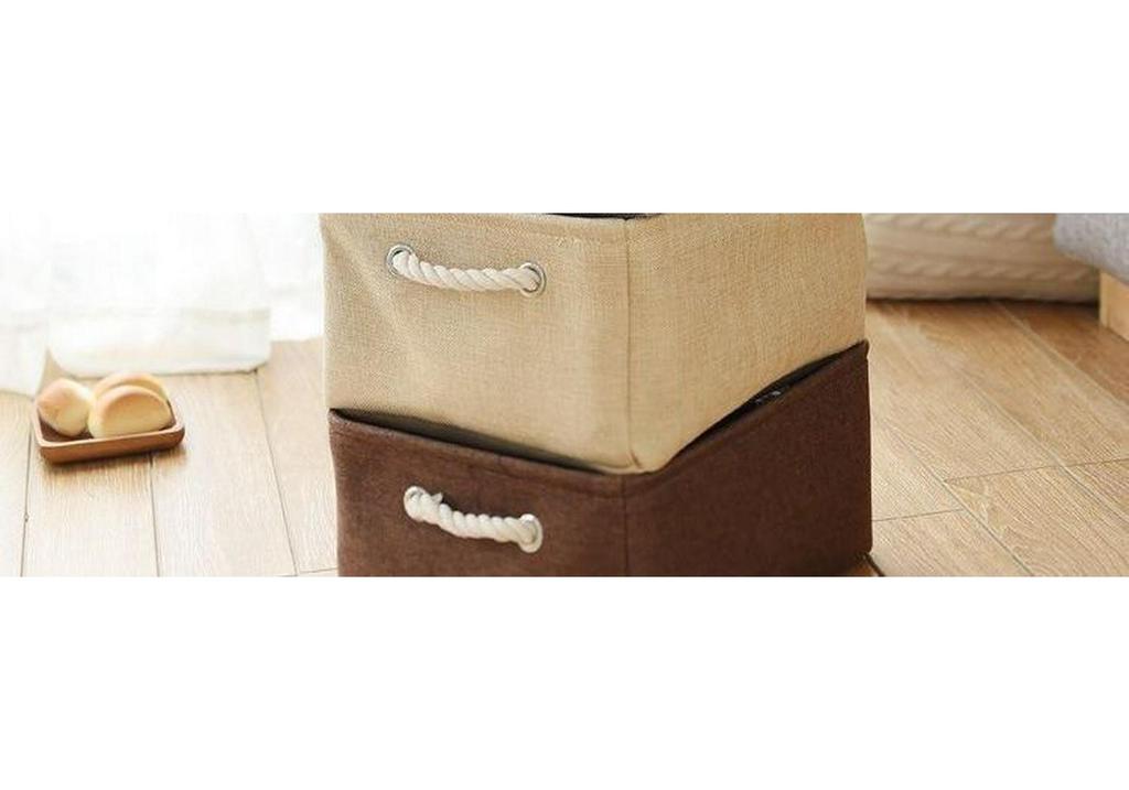 Medium Linen Fabric Storage Box for Underwear and Toys Organization