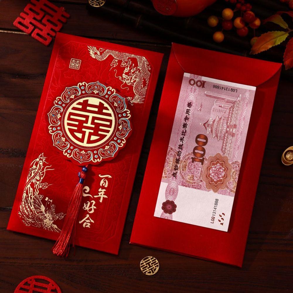 2Pcs/set Bronzing Wedding Red Envelope Hongbao Red Envelope New Year Celebration