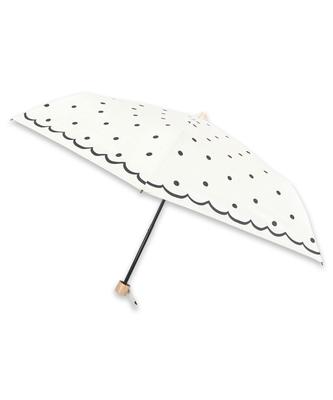 Kobe Lettuce UV Protection Parasol for Sun Protection for Sun and UV Compact Folding Umbrella with Pattern Free Dotted Ivory Women, Summer,