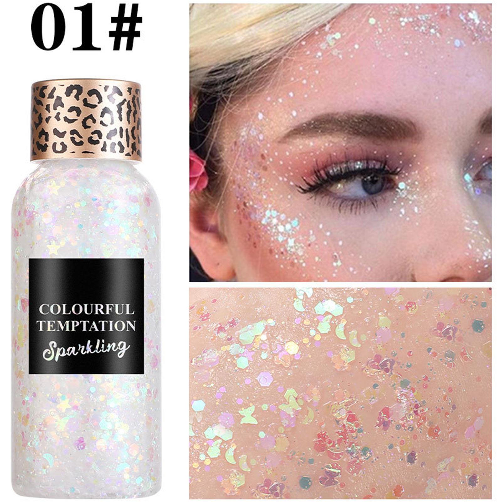 

Pearlescent Gel Eyeshadow Liquid with Sequins Sparkling High Glitter for Face and Body Makeup One Size