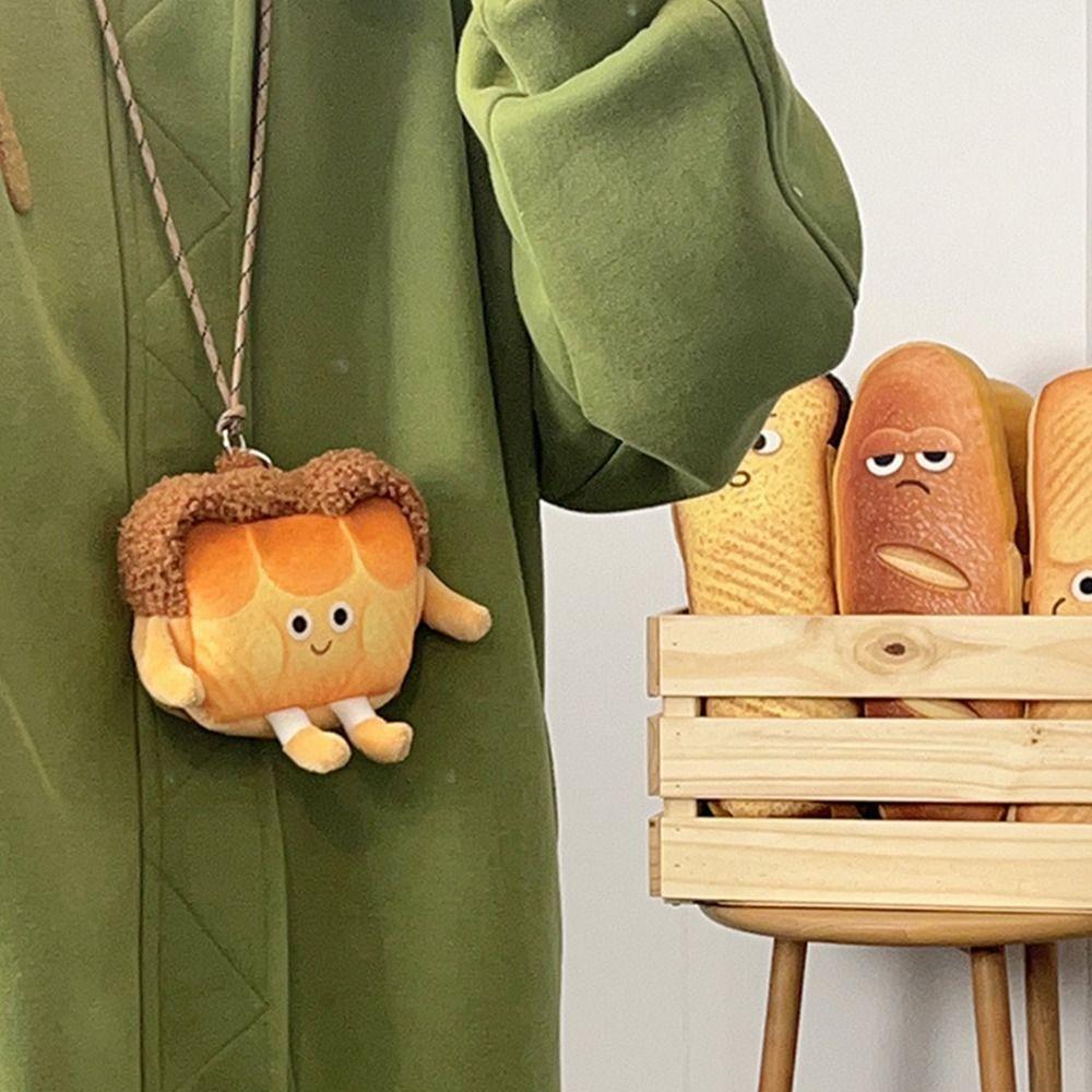 

Sweet Coin Purse Toast Bread Expression Bread Key Chain Bag Storage Bag Women