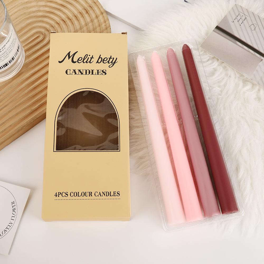 

Gradient Color Long Pole Candle Home Romantic Candlelight Dinner Decoration Wedding Pole Wax 25 cone rod pink