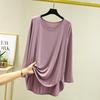 T-shirt da Donna in Modal Larga a Maniche Lunghe - Primavera/Estate Sottile Girocollo Taglie Forti Versatile Top alla Moda
