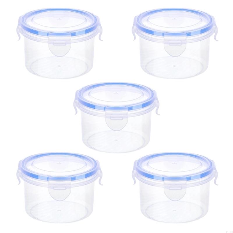 Round Plastic Storage Container With Lids For Kitchen And Freezer Safe Use P9YB