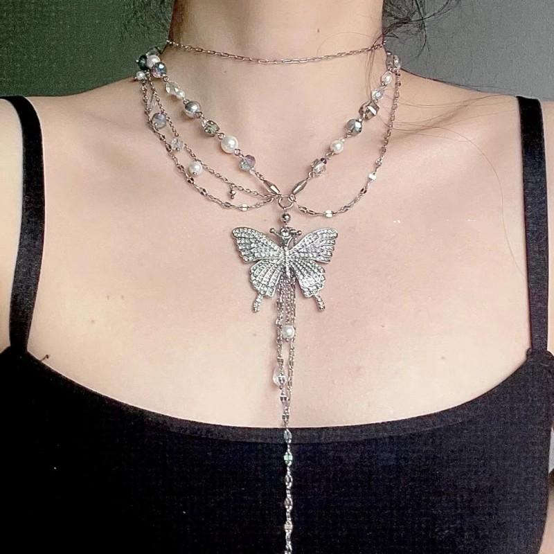 Pure desire wind~ super fairy lace butterfly fringed leg chain niche design leg ring Mori high value waist chain neck chain