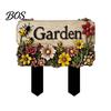 Yard Welcome Sign Floral Garden with Stake, Farmhouse Sign, Colorful Flowers Stake Art Rustic for Home Pathway Planter Decor Flower Pot