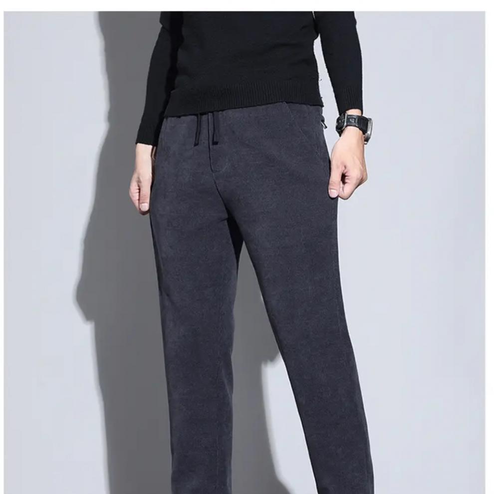 [Selected] 2024 Slim Straight Plus Velvet Casual Pants - Trendy Autumn & Winter Thickened Trousers